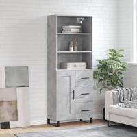 Hoge kast 69,5x34x180 cm bewerkt hout betongrijs