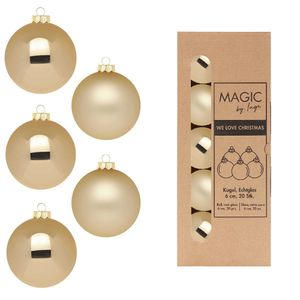 Kerstballen - 20x stuks - brokaat goud - glas - 6 cm