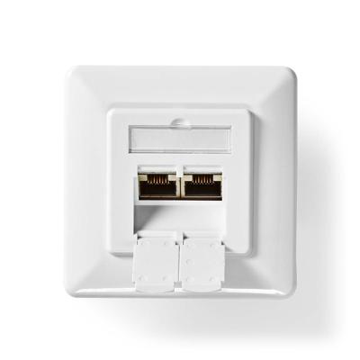 Nedis Netwerk Wanddoos | Inbouw | 2 poort(en) | CAT6 | Recht | Female | Goud Verguld | PVC | Wit | Doos - CCGB89200IV