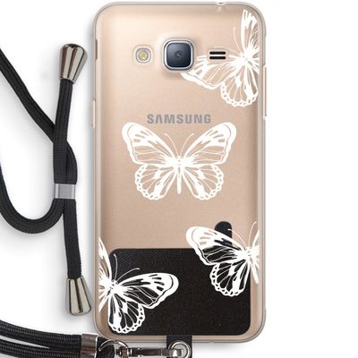 White butterfly: Samsung Galaxy J3 (2016) Transparant Hoesje met koord
