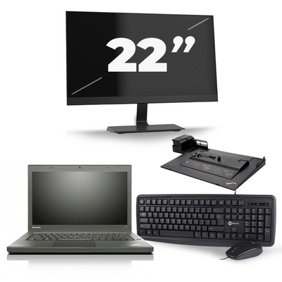 Lenovo ThinkPad T450 - Intel Core i5-5e Generatie - 14 inch - 8GB RAM - 256GB SSD - Windows 11 + 1x 22 inch Monitor
