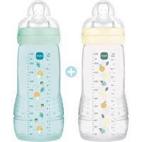 Set 2 Biberon - MAM BABY - Easy Active - +6 mesi - 330 ml - Tettarella X flusso - Ghiaccio + Perla