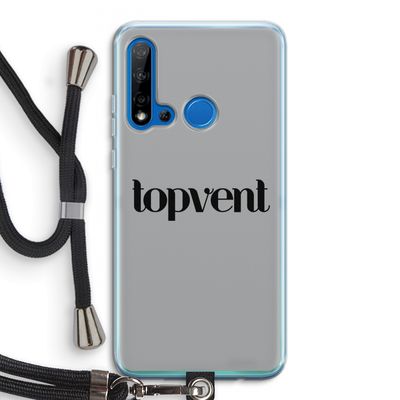 Topvent Grijs Zwart: Huawei P20 Lite (2019) Transparant Hoesje met koord