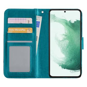 Basey Samsung Galaxy S22 Hoesje Book Case Kunstleer Cover Hoes - Turquoise