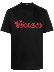 Versace t-shirt à logo brodé - Noir