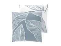 LIVARNO Set van 2 satijnen kussenslopen 50 x 60 cm (Bladeren lichtblauw)