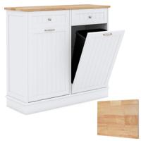 Keukenkast Met Geïntegreerde Afvalbak Voorzien Van Een Rubberhouten Snijplank En Twee Opberglades Met Verborgen Afvalbakcompartiment