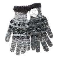 Gebreide winter handschoenen grijs met Nordic print voor heren   - - thumbnail