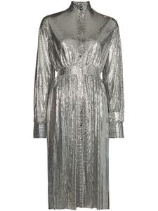 Rabanne robe brodée de sequins à col montant - Argent