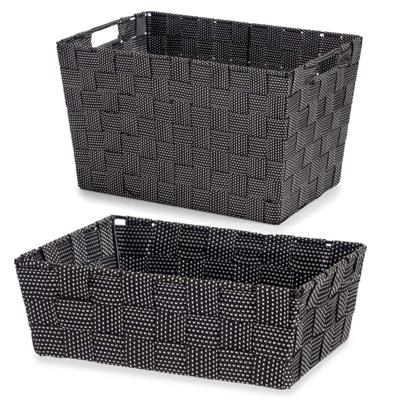 Kipit Opbergmandjes - set 5x stuks - 2 formaten - zwart - kast en badkamer