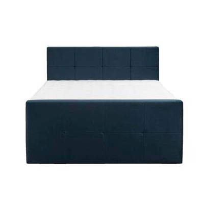 Boxspring met opbergruimte en voetbord Liv geblokt - blauw - 180x200cm - Leen Bakker