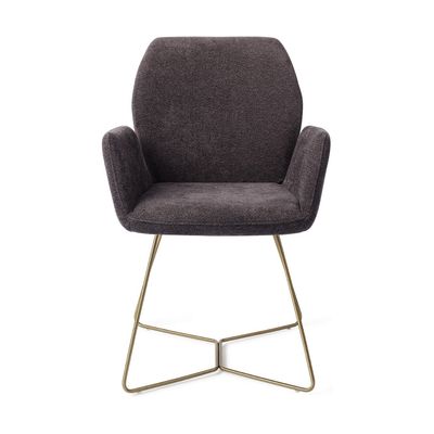 Jesper Home Misaki eetkamerstoel Almost Black beehive gold