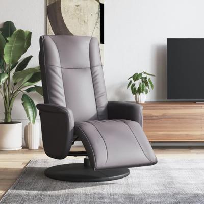 Fauteuil verstelbaar met voetensteun kunstleer grijs