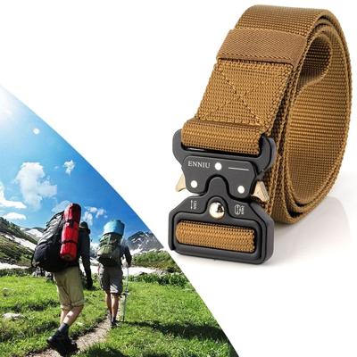ENNIU 3.8 cm breed Snake Buckle outdoor casual nylon riem verstelbare multifunctionele trainings riemen (bruin)