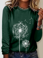 Dandelion Casual Crew Neck Long Sleeve Shirt