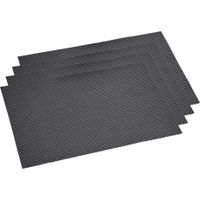 6x Rechthoekige placemats zwart geweven 29 x 43 cm