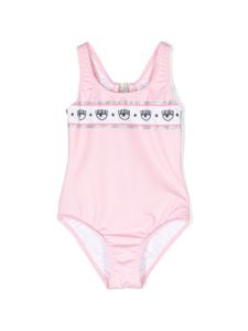 Chiara Ferragni Kids maillot de bain à logo imprimé - Rose