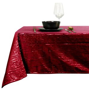 Tafelkleed kerst - rood/goud - rechthoekig - polyester - 250 x 145 cm