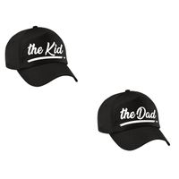 The Dad en the kid tekst pet / baseball cap zwart voor kinderen en volwassenen   -