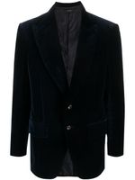 TOM FORD blazer en velours à boutonnière - Bleu - thumbnail