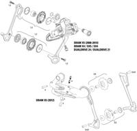 Sram achterderailleur "x5" rear derail. "x5" 10-sp long cage b