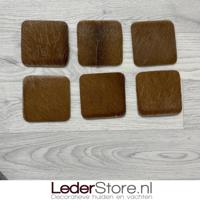 Geitenhuid onderzetters bruin wit 10x10cm