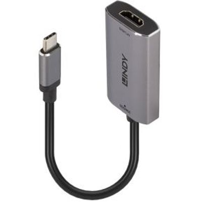 Lindy 43327 video kabel adapter 0,11 m USB Type-C HDMI Zwart, Grijs