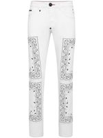 Philipp Plein jean droit à motif bandana brodé - Blanc