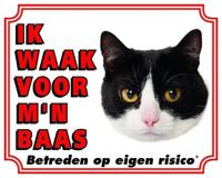 Katten Waakbord - Ik waak voor mijn baas zwart-wit