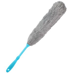 Plumeau/duster - synthetisch - blauw/grijs - 59 cm - plumeaus