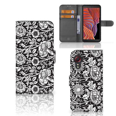 Samsung Galaxy Xcover 5 Hoesje Black Flowers Samsung Galaxy Xcover 5 Hoesje Black Flowers