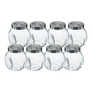 Kruidenpotten set - 8x stuks van 200 ml - glas - met rvs deksel - luchtdicht