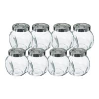 Kruidenpotten set - 8x stuks van 200 ml - glas - met rvs deksel - luchtdicht