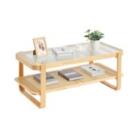 VEVOR rotan salontafel salontafel tuintafel 2-laags 115cm rechthoekig hout