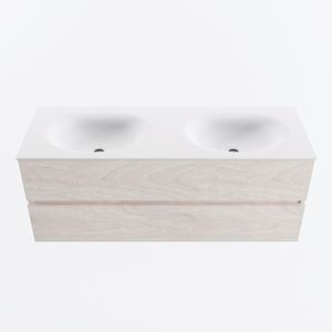 MONDIAZ VICA 130cm badmeubel onderkast Underlayment 2 lades. Wastafel MOON dubbel 2 kraangaten, kleur Talc.