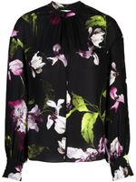 ERDEM blouse fleurie à manches bouffantes - Noir - thumbnail