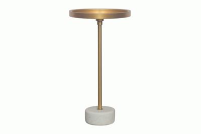 Side table TRAYFUL 60cm wit marble base gouden frame and top - 44849
