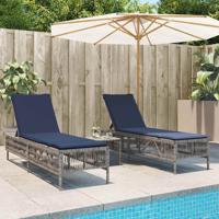Ligstoelen 2 stuks met tafel Grijs Poly Rotan Ligstoelen 2 stuks met tafel Grijs Poly Rotan