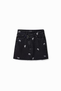 Denim minirok met zebra - BLACK - XS