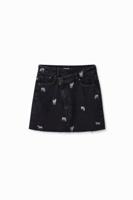 Denim minirok met zebra - BLACK - S