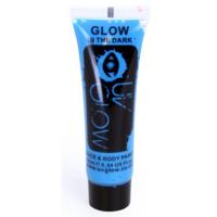 Glow in the dark schmink - blauw - neon - tube - 10 ml - licht op bij uv licht - lichaam en gezicht