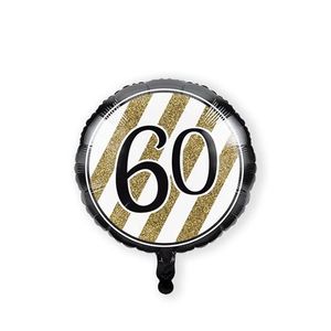 Folieballon &apos;60&apos; Black & Gold (46cm)