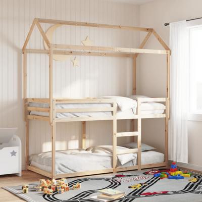 Stapelbed 75x190 cm met dak massief grenenhout