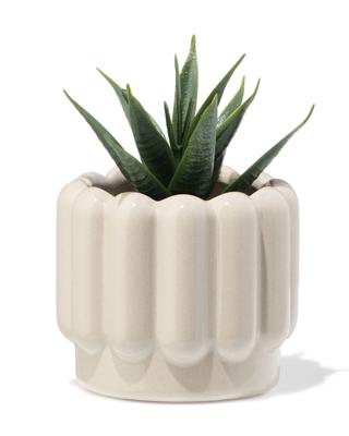 051 Bloempot ⌀7x6cm Keramiek Ribbel Grijs (grijs)