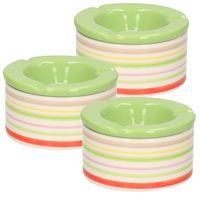 6x Gekleurde terrasasbakken/stormasbakken groene deksel 12 cm