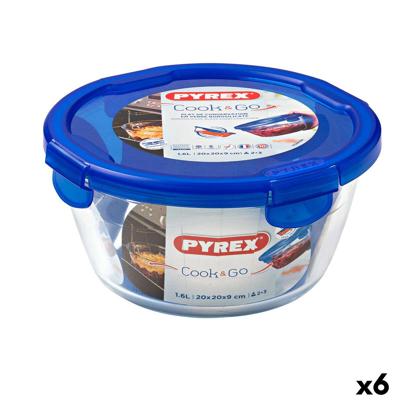 Hermetische Lunchtrommel Pyrex Cook&go 20 x 20 x 10,3 cm Blauw 1,6 L Glas (6 Stuks)