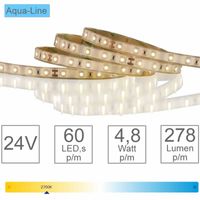 LED strip 2700K warmwit 60 leds per meter 5M 24V CRI >90 dimbaar kleurweergave zeer goed 127-082