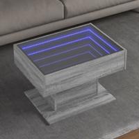 Salontafel met LED 70x50x45 cm bewerkt hout grijs sonoma eiken
