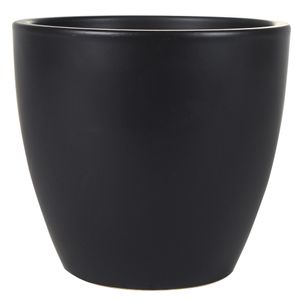 Plantenpot/bloempot in een strakke Scandinavische look zwart Dia 20 cm en Hoogte 19 cm