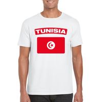 T-shirt met Tunesische vlag wit heren - thumbnail